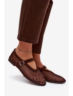 Síťované baleríny s páskem čokoládové Pherina Síťované baleríny s páskem čokoládové Pherina