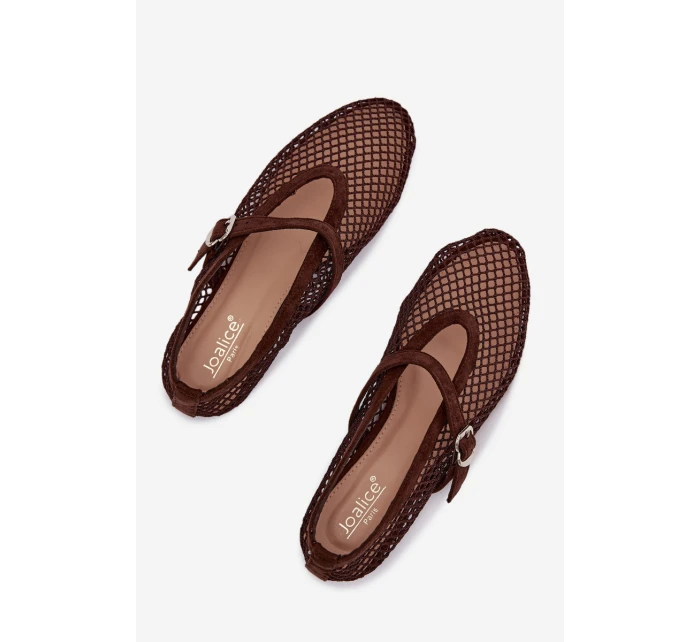 Síťované baleríny s páskem čokoládové Pherina Síťované baleríny s páskem čokoládové Pherina