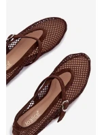 Síťované baleríny s páskem čokoládové Pherina Síťované baleríny s páskem čokoládové Pherina