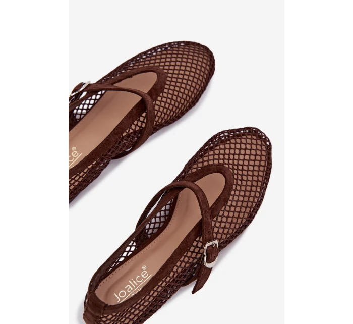 Síťované baleríny s páskem čokoládové Pherina Síťované baleríny s páskem čokoládové Pherina