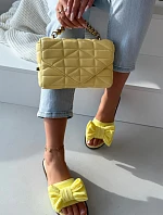 Dámské pantofle na nízkém podpatku s mašlí Žluté Amivelle