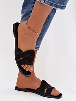 Dámské ploché sandály s pásky Eko semiš Černé Florane