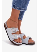 Dámské pantofle s přezkami Modré model 21908448 - Boto