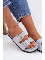 Dámské pantofle s přezkami Modré model 21908448 - Boto