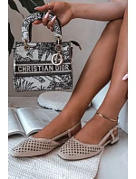 Odkryté baleríny béžové Eko semiš Farivelle