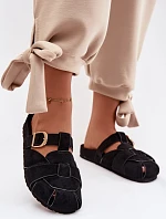 Dámské Mule S Pásky A Zlatou Přezkou Černé Ganelle