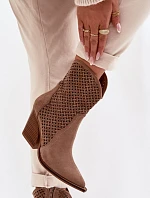 Dámské otevřené kotníkové boty na podpatku Béžové Rivorina