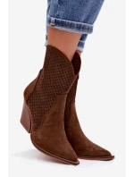 Dámské otevřené kotníkové boty na podpatku hnědé Rivorina