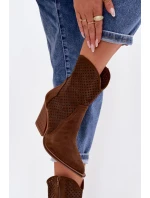 Dámské otevřené kotníkové boty na podpatku hnědé Rivorina