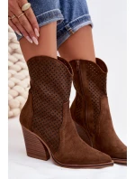 Dámské otevřené kotníkové boty na podpatku hnědé Rivorina
