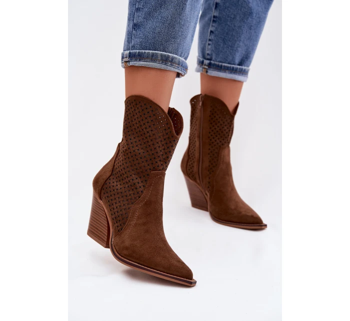 Dámské otevřené kotníkové boty na podpatku hnědé Rivorina Dámské otevřené kotníkové boty na podpatku hnědé Rivorina