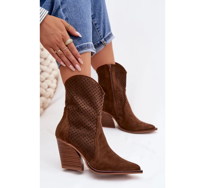 Dámské otevřené kotníkové boty na podpatku hnědé Rivorina Dámské otevřené kotníkové boty na podpatku hnědé Rivorina