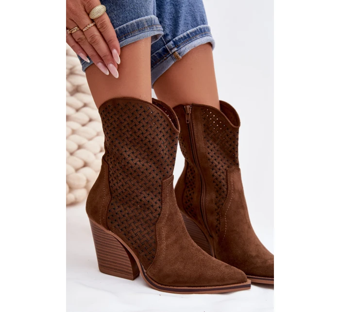 Dámské otevřené kotníkové boty na podpatku hnědé Rivorina Dámské otevřené kotníkové boty na podpatku hnědé Rivorina
