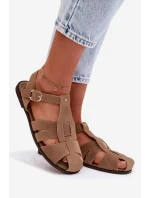 Dámské římské sandály Ploché Khaki Belanessa