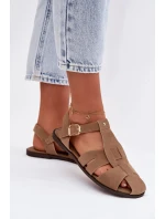 Dámské římské sandály Ploché Khaki Belanessa