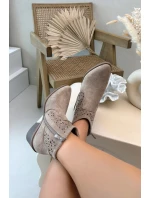 Dámské perforované kotníkové boty na nízkém podpatku S.Barski HY61-8026 Béžové