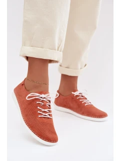 Dámské polobotky z přírodního semiše S.Barski LR61-7080 Oranžové