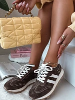 Kožené semišové tenisky dámské na platformě S.Barski LR61-7097 Čokoládové