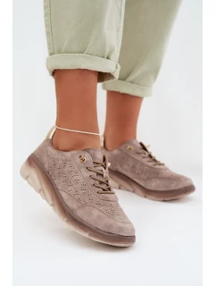 Kožené dámské tenisky s perforací Sergio Leone SP-002 šedé