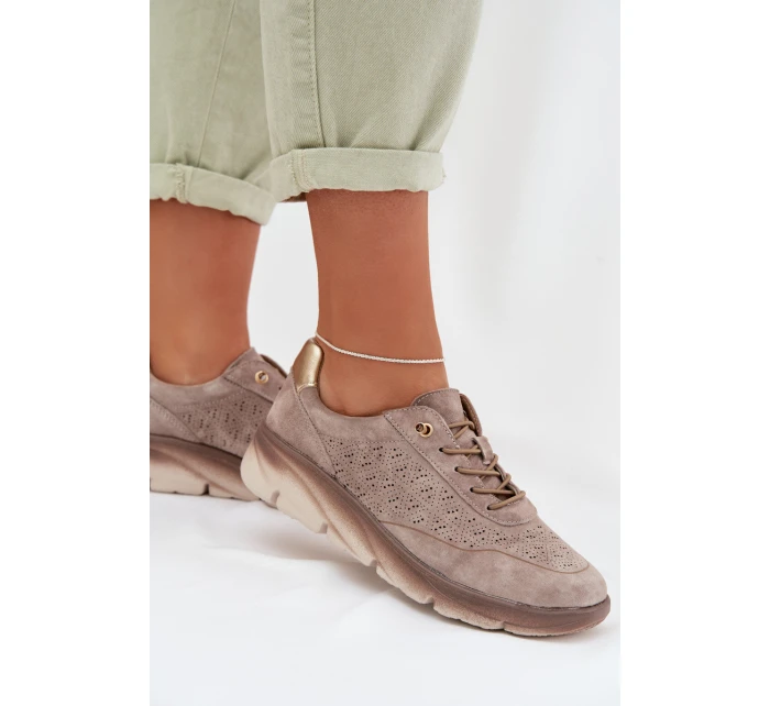 Kožené dámské tenisky s perforací Sergio Leone SP-002 šedé Kožené dámské tenisky s perforací Sergio Leone SP-002 šedé