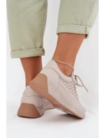 Kožené dámské tenisky s síťovinou Sergio Leone SP-013 šedé