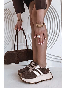 Semišové tenisky na masivní platformě D&A GR61-5986 Čokoládové