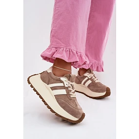 Snídačky z semiše na masivní platformě D&A GR61-5986 Béžové