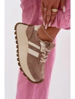 Snídačky z semiše na masivní platformě D&A GR61-5986 Béžové