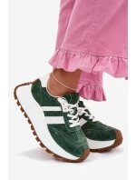 Sně sneakersy z nubuku na masivní platformě D&A GR61-5986 Zelené