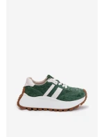 Sně sneakersy z nubuku na masivní platformě D&A GR61-5986 Zelené