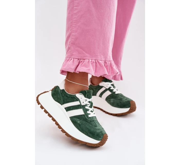 Sně sneakersy z nubuku na masivní platformě D&A GR61-5986 Zelené Sně sneakersy z nubuku na masivní platformě D&A GR61-5986 Zelené