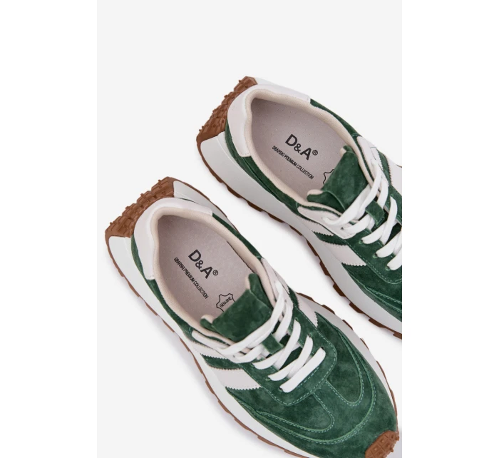Sně sneakersy z nubuku na masivní platformě D&A GR61-5986 Zelené Sně sneakersy z nubuku na masivní platformě D&A GR61-5986 Zelené