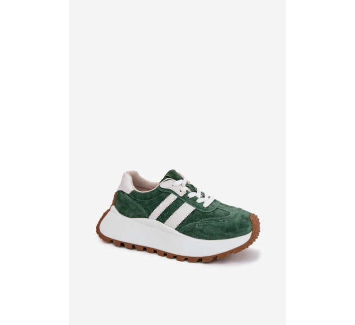 Sně sneakersy z nubuku na masivní platformě D&A GR61-5986 Zelené Sně sneakersy z nubuku na masivní platformě D&A GR61-5986 Zelené