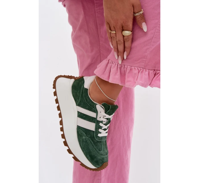 Sně sneakersy z nubuku na masivní platformě D&A GR61-5986 Zelené Sně sneakersy z nubuku na masivní platformě D&A GR61-5986 Zelené