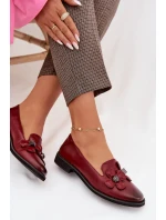 Dámské polobotky na plochém podpatku s ozdobnými květinami Bordó Tavillette