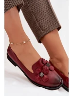 Dámské polobotky na plochém podpatku s ozdobnými květinami Bordó Tavillette