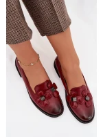 Dámské polobotky na plochém podpatku s ozdobnými květinami Bordó Tavillette