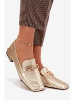 Kožené dámské mokasiny s ozdobným detailem D&A CR61-3125 zlaté