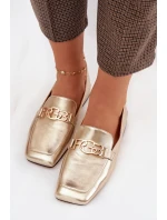 Kožené dámské mokasiny s ozdobným detailem D&A CR61-3125 zlaté