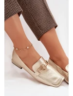 Kožené dámské mokasiny s ozdobným detailem D&A CR61-3125 zlaté