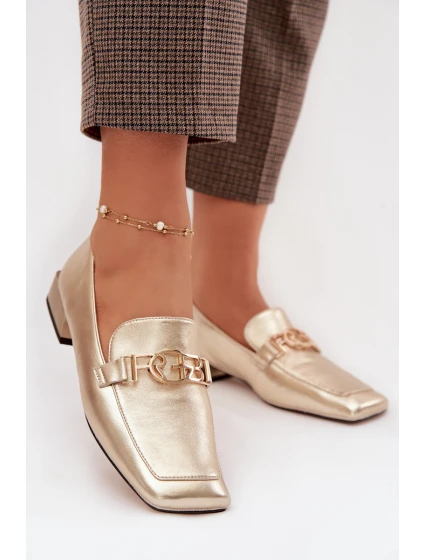 Kožené dámské mokasiny s ozdobným detailem D&A CR61-3125 zlaté Kožené dámské mokasiny s ozdobným detailem D&A CR61-3125 zlaté