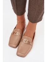 Kožené dámské mokasíny s ozdobným detailem D&A CR61-3125 Béžové