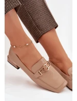 Kožené dámské mokasíny s ozdobným detailem D&A CR61-3125 Béžové