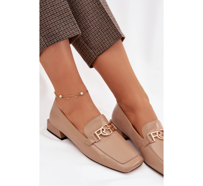 Kožené dámské mokasíny s ozdobným detailem D&A CR61-3125 Béžové Kožené dámské mokasíny s ozdobným detailem D&A CR61-3125 Béžové