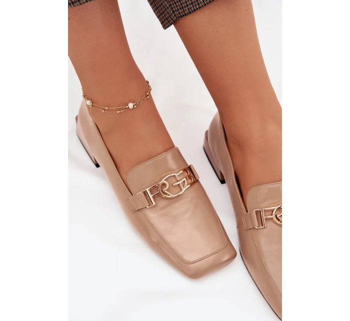 Kožené dámské mokasíny s ozdobným detailem D&A CR61-3125 Béžové Kožené dámské mokasíny s ozdobným detailem D&A CR61-3125 Béžové