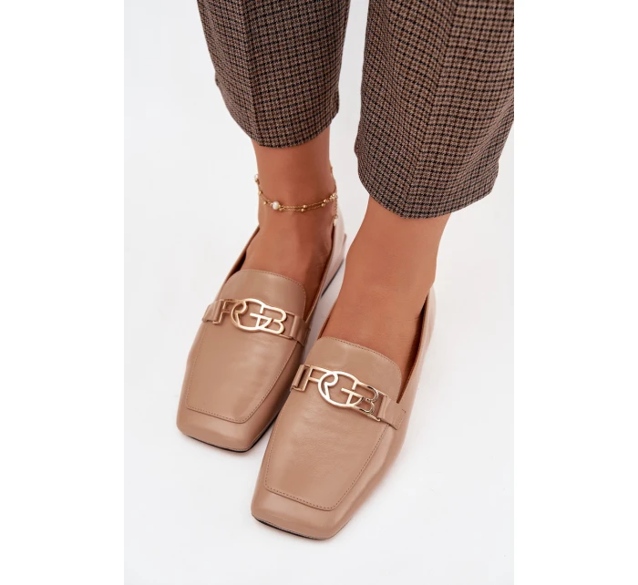 Kožené dámské mokasíny s ozdobným detailem D&A CR61-3125 Béžové Kožené dámské mokasíny s ozdobným detailem D&A CR61-3125 Béžové