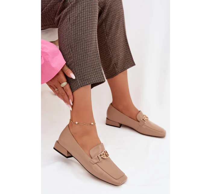 Kožené dámské mokasíny s ozdobným detailem D&A CR61-3125 Béžové Kožené dámské mokasíny s ozdobným detailem D&A CR61-3125 Béžové