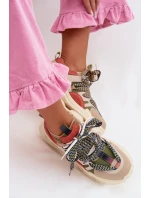 Kožené dámské tenisky na platformě D&A CR61-3133 Béžové