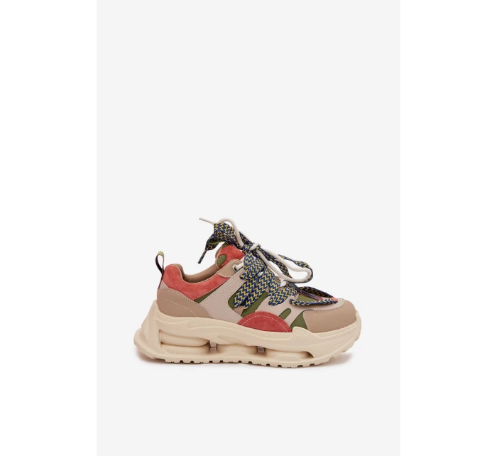 Kožené dámské tenisky na platformě D&A CR61-3133 Béžové Kožené dámské tenisky na platformě D&A CR61-3133 Béžové