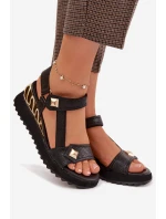 Kožené dámské sandály na platformě D&A CR61-3070 Černé